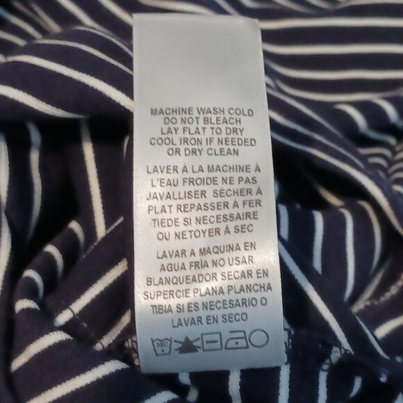 Frame Boatneck Bell Sleeve Striped Top Modal Navy Blue White Women's XS Nautical - Picture 10 of 12